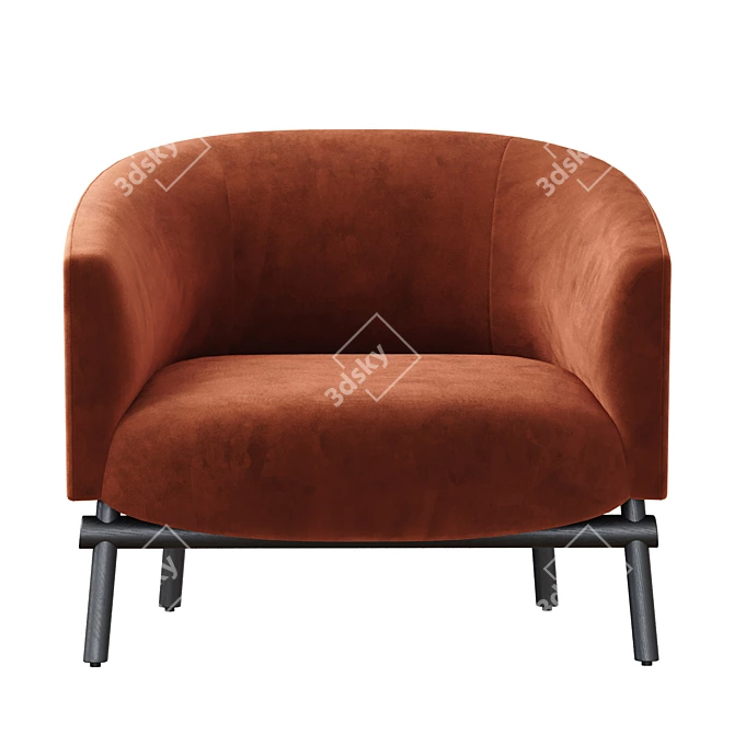 Elegant Olivya Stone Armchair in Coral 3D model image 3