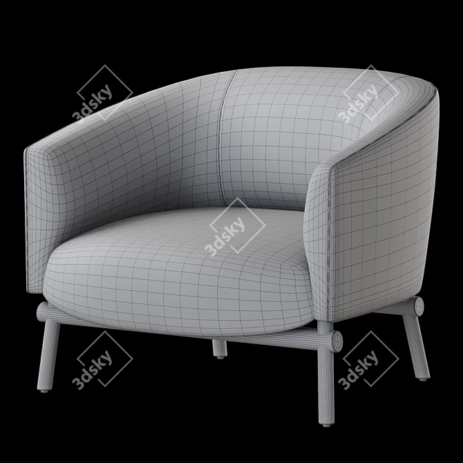 Elegant Olivya Stone Armchair in Coral 3D model image 5