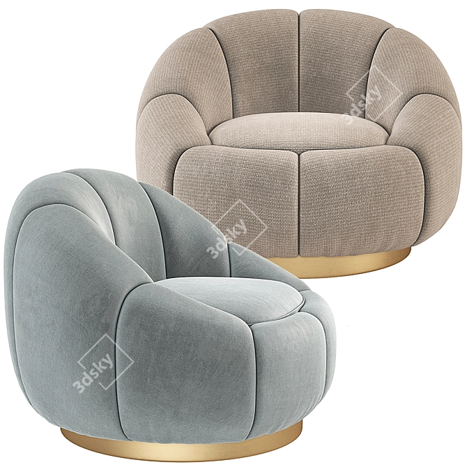 Eichholtz Inger Swivel Chair: Velvet Swivel Luxury 3D model image 2