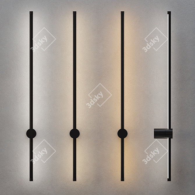 Modern LED Wall Sconce Black 3D model image 1