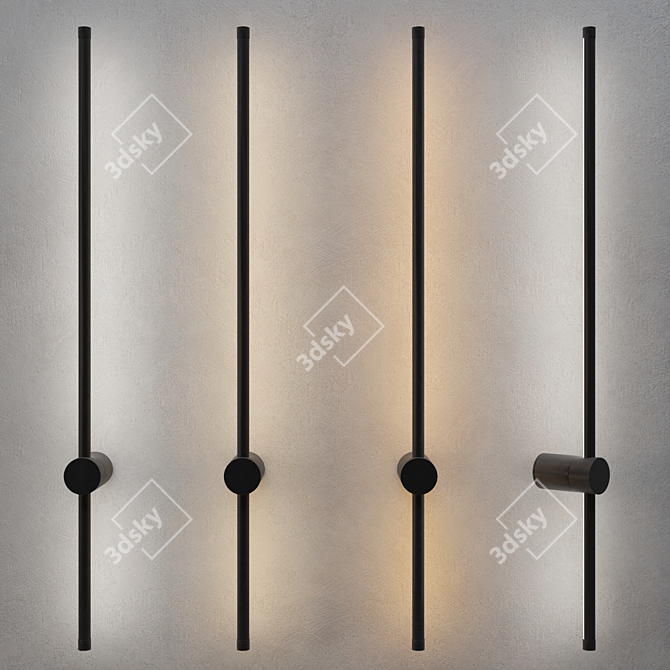 Modern LED Wall Sconce Black 3D model image 2