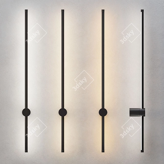 Modern LED Wall Sconce Black 3D model image 4