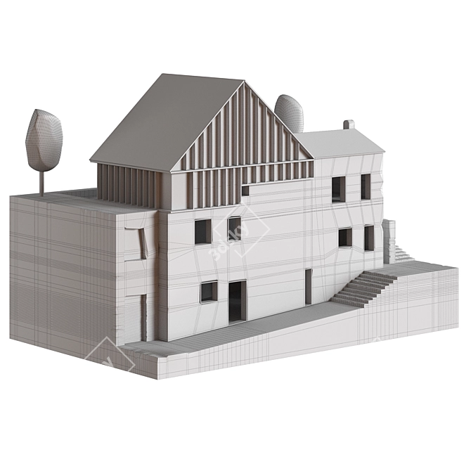 Concrete and Wood Landscape Decor 3D model image 6