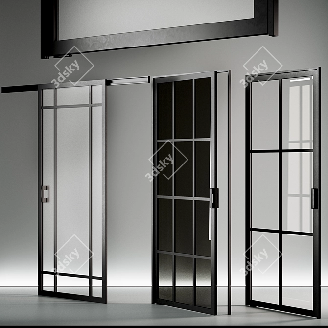 Customizable Glass Door Set 3D model image 4