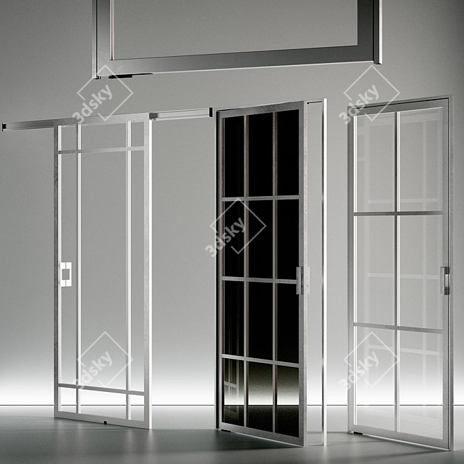 Customizable Glass Door Set 3D model image 5