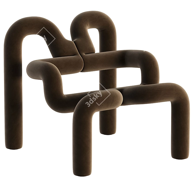Retro Lounge Chair by Ekstrøm 3D model image 4
