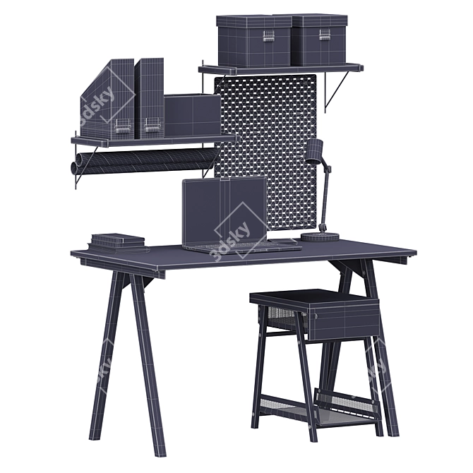 Modern IKEA Office Furniture Set 3D model image 4