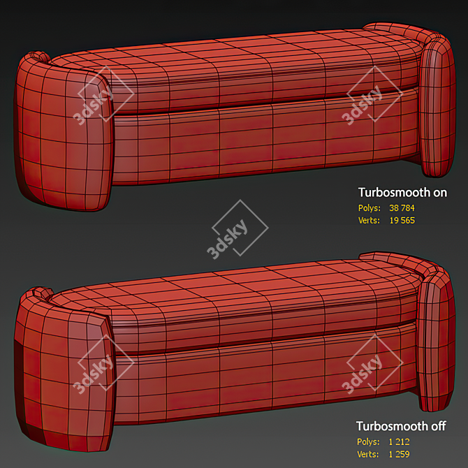 Modern Storage Bench with Dimensions 3D model image 5