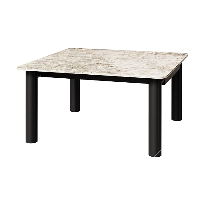 Italian Travertine Metal Table Design 3D model image 1