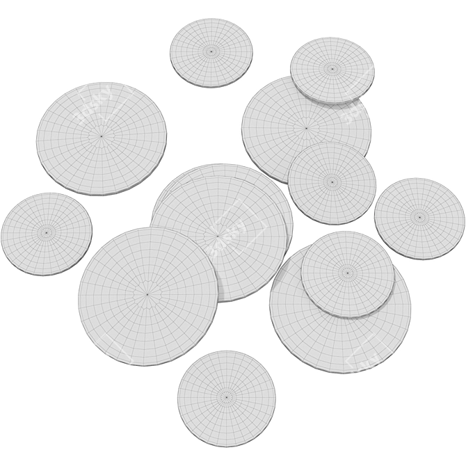 Ethnic Wooden Plate Collection 3D model image 7