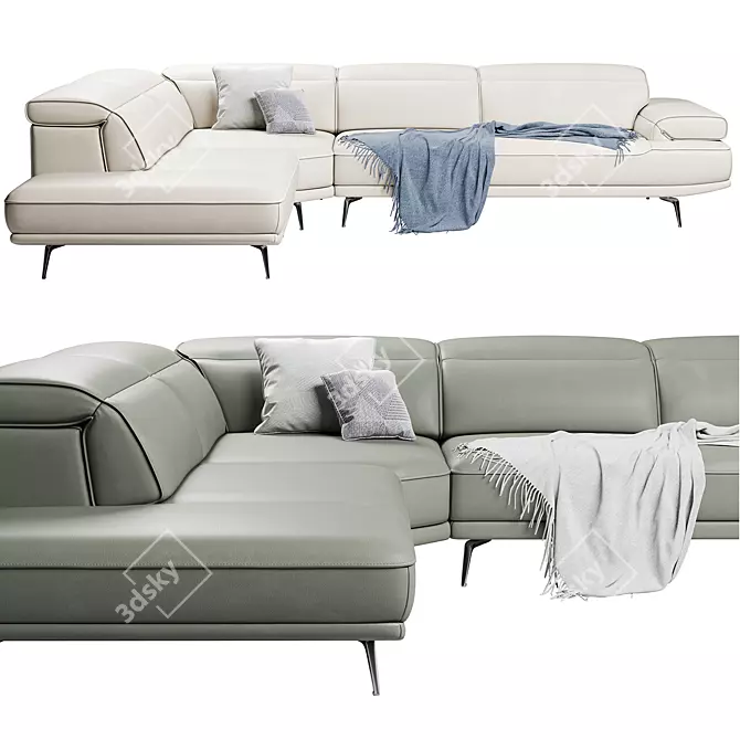 FENDA Viato Corner Sofa: Stylish Luxury 3D model image 2