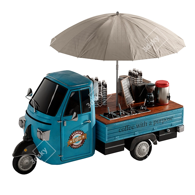 Food Truck Coffee Blue Set 3D model image 2