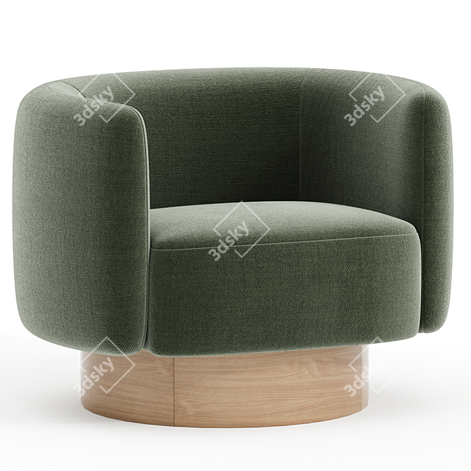 Luxurious Atlantis Moss Swivel Chair 3D model image 1