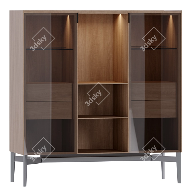 Poliform Wood Glass Display Cabinet 3D model image 3