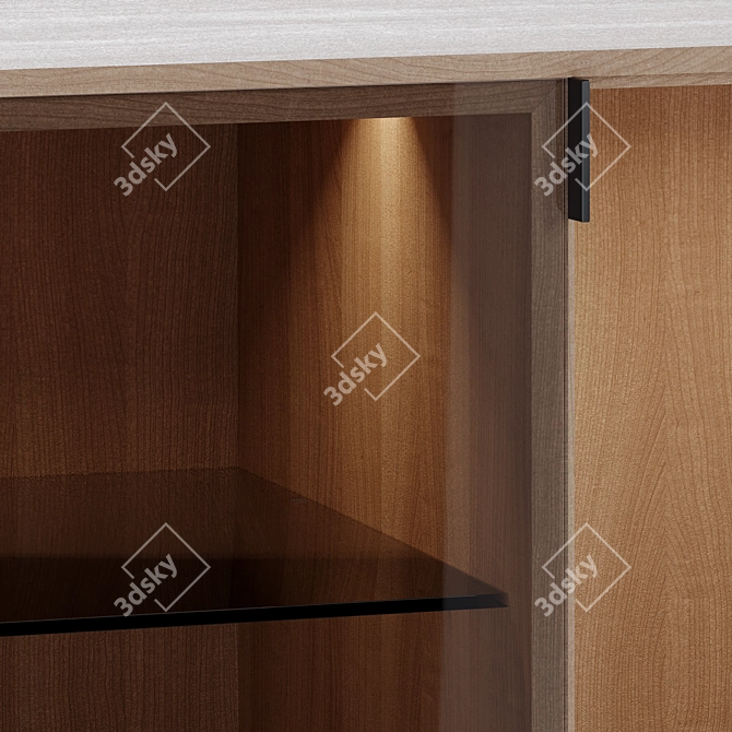 Poliform Wood Glass Display Cabinet 3D model image 1