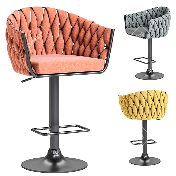 Modern Metal Bar Stool Comfort 3D model image 1