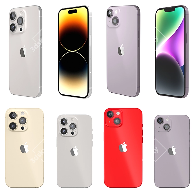 iPhone 14 Variety Collection, All Colors 3D model image 2