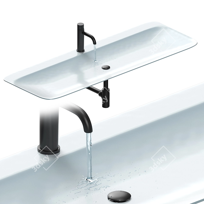 Elegant Boffi Washbasin with Water 3D model image 1