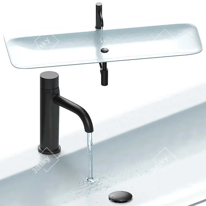 Elegant Boffi Washbasin with Water 3D model image 4