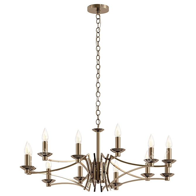 Elegant Ascot Chandelier in Antique Brass 3D model image 1