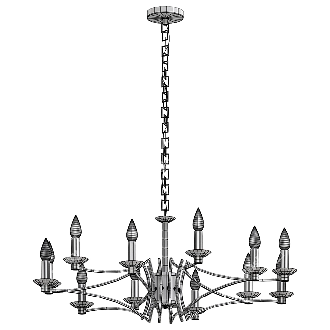 Elegant Ascot Chandelier in Antique Brass 3D model image 2