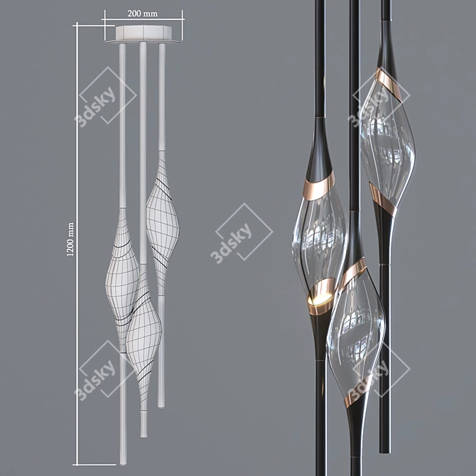 Il Pezzo 12 Round Chandelier 3D model image 2