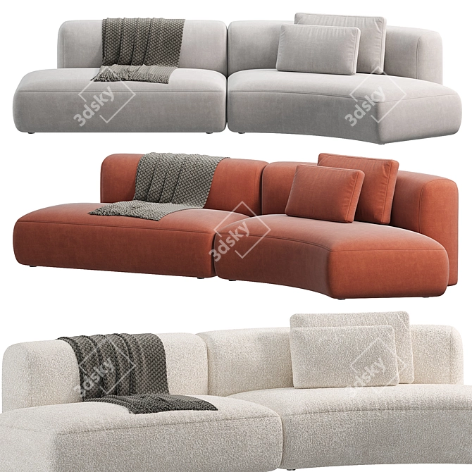 Modern and Comfortable Cosy Curve Sofa 3D model image 1