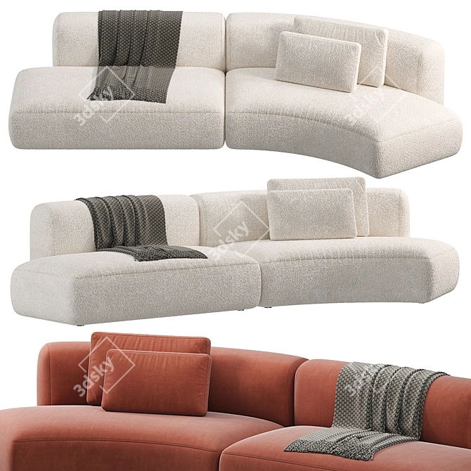 Modern and Comfortable Cosy Curve Sofa 3D model image 2