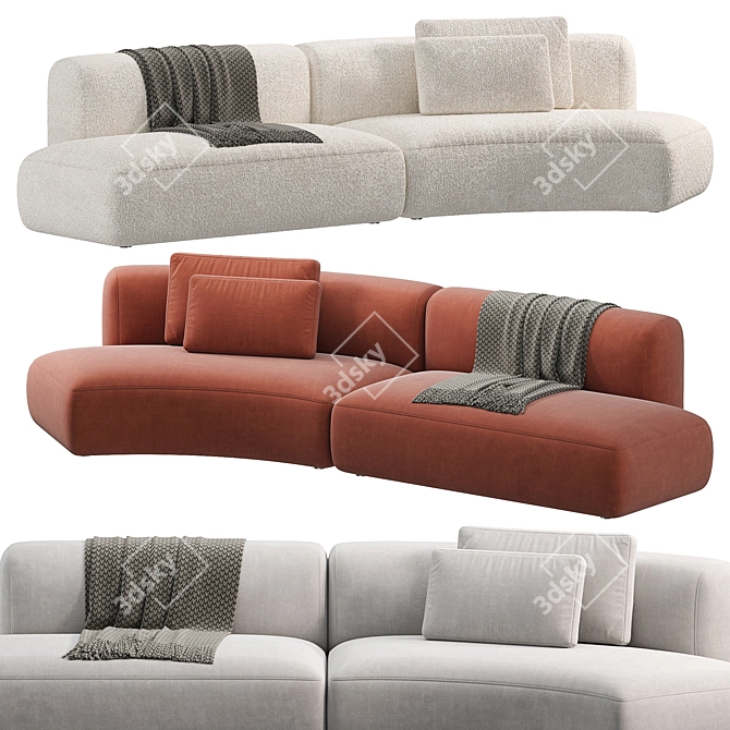 Modern and Comfortable Cosy Curve Sofa 3D model image 3