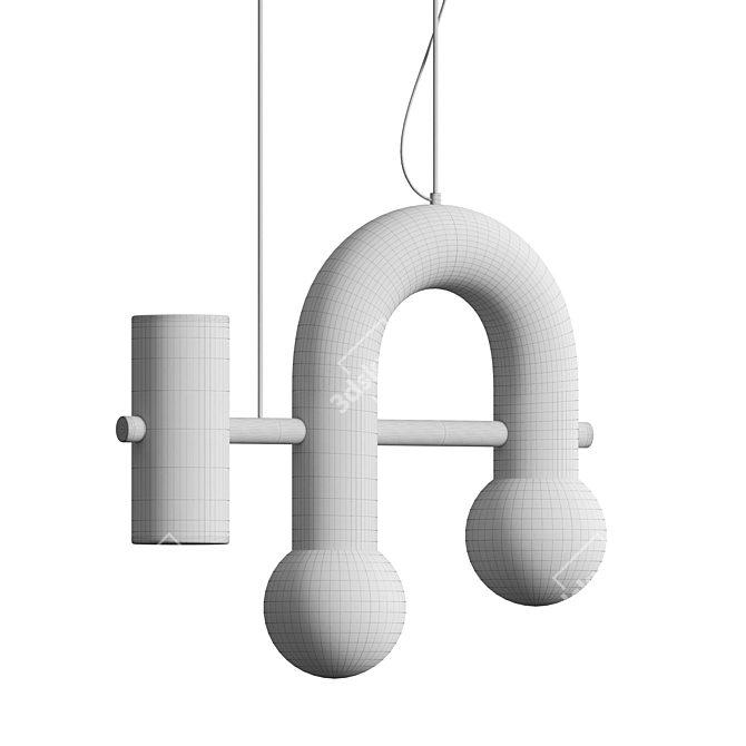 Sculptural Brutalist Pendant Light 3D model image 2
