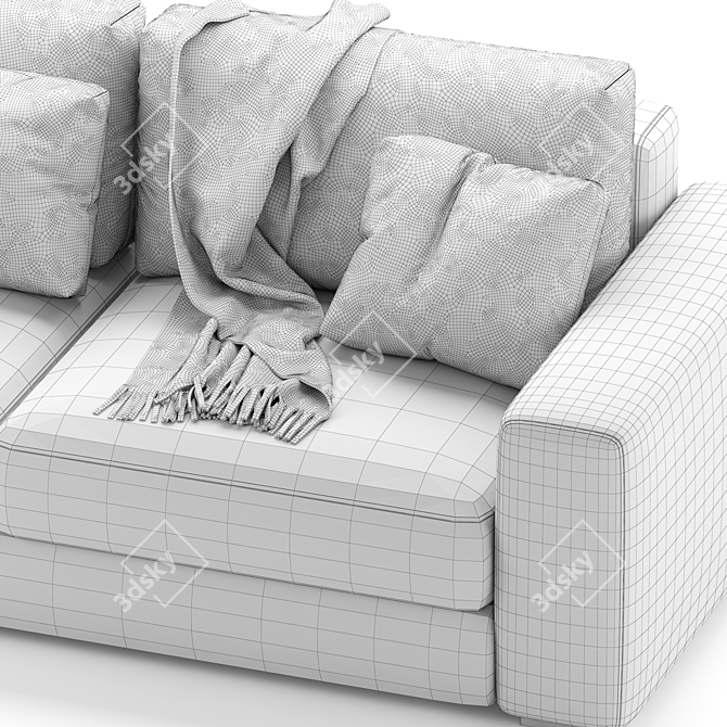 Sleek Laslo Sofa with Foldable Armrests 3D model image 4