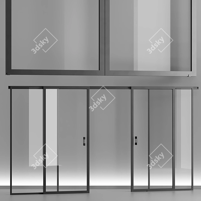 Modular Glass Door Set, Customizable 3D model image 4