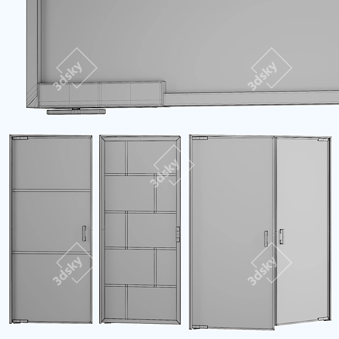 Modular Glass Door Set, Customizable 3D model image 5