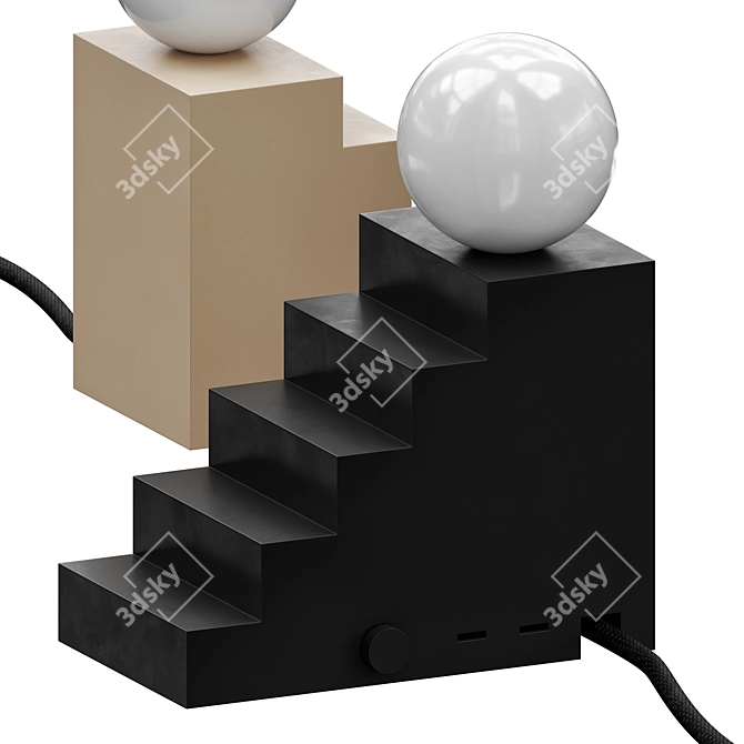 Modern Black Stair Sculpture 3D model image 1