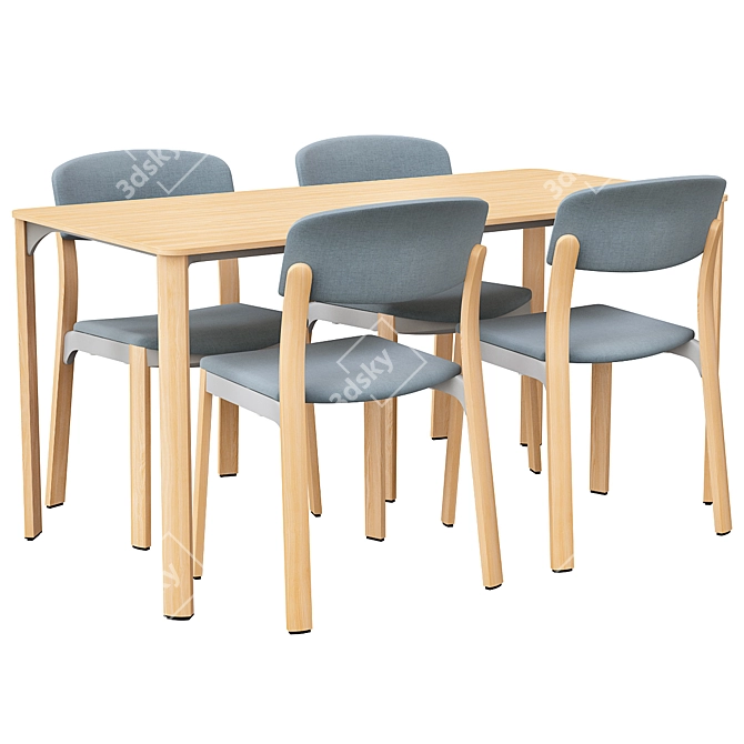 Stackable Wooden Nate Chair Set 3D model image 1