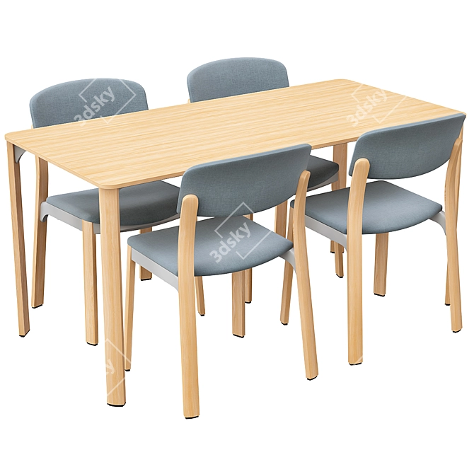 Stackable Wooden Nate Chair Set 3D model image 2