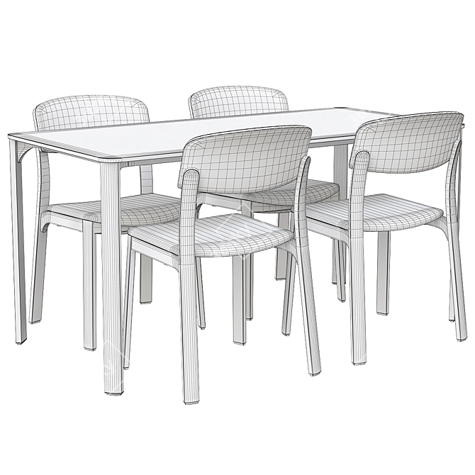 Stackable Wooden Nate Chair Set 3D model image 3