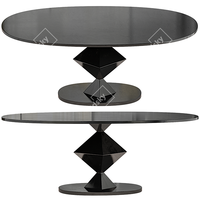 Sleek Noir Oval Dining Table 3D model image 1