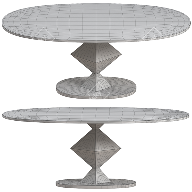 Sleek Noir Oval Dining Table 3D model image 2