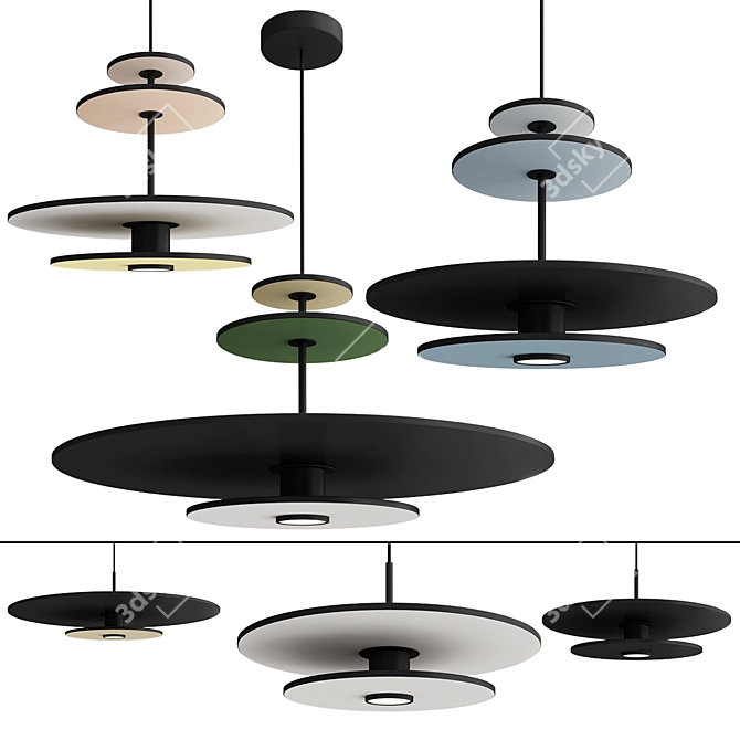 Acoustic LED Pendant Lamp 80cm 3D model image 2