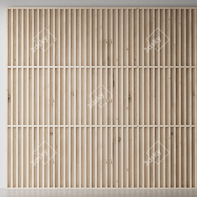 Decorative Wooden Panel Wall 3D model image 1