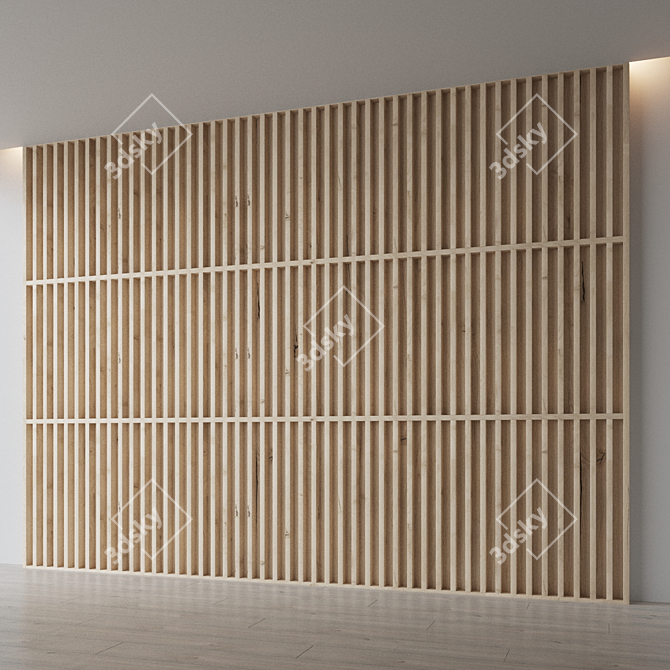 Decorative Wooden Panel Wall 3D model image 2