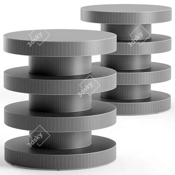 Modern Minimalist Pentwater Side Tables 3D model image 2