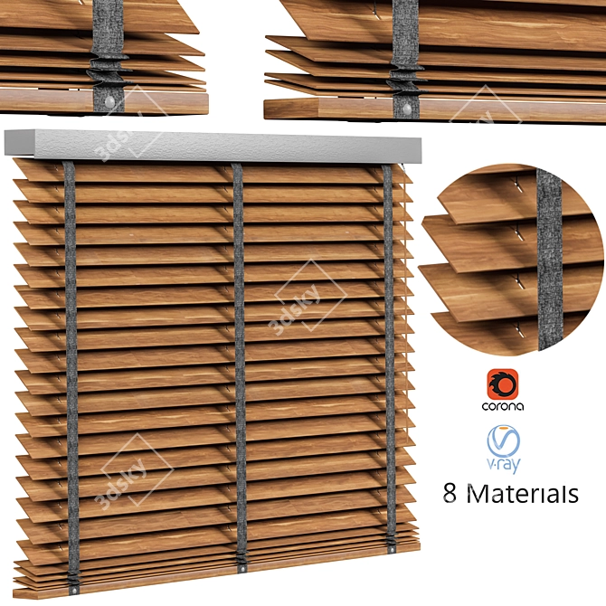 Vintage Wooden Blind Volume 03 3D model image 1