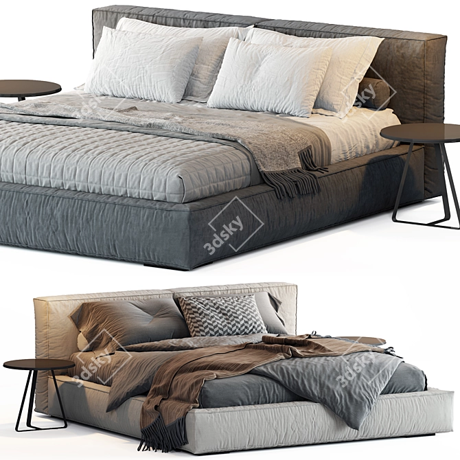 Modern Boca Navi Black Bed 3D model image 1