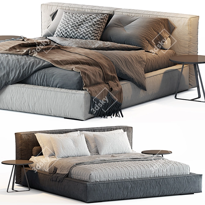 Modern Boca Navi Black Bed 3D model image 2