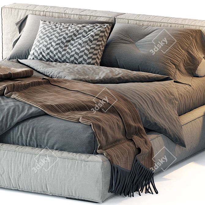 Modern Boca Navi Black Bed 3D model image 11