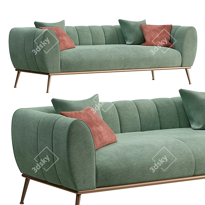 Luxury Gold Sofa Stainless Steel Base 3D model image 1
