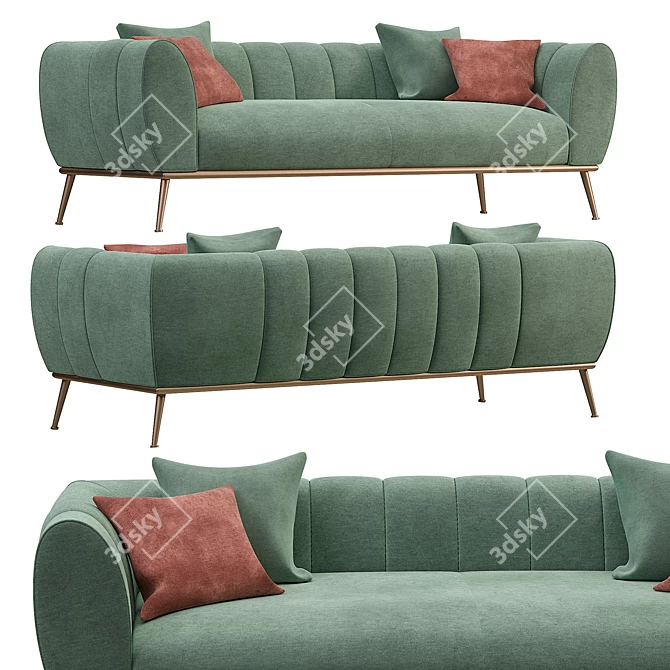 Luxury Gold Sofa Stainless Steel Base 3D model image 3