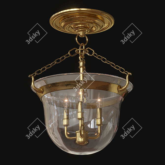 Rustic Elegance Bell Jar Lantern 3D model image 1